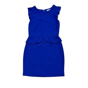 Sandro Paris Sz 1 US 2/4 Dress Blue Flutter Sleeve Peplum Professional Sheath
